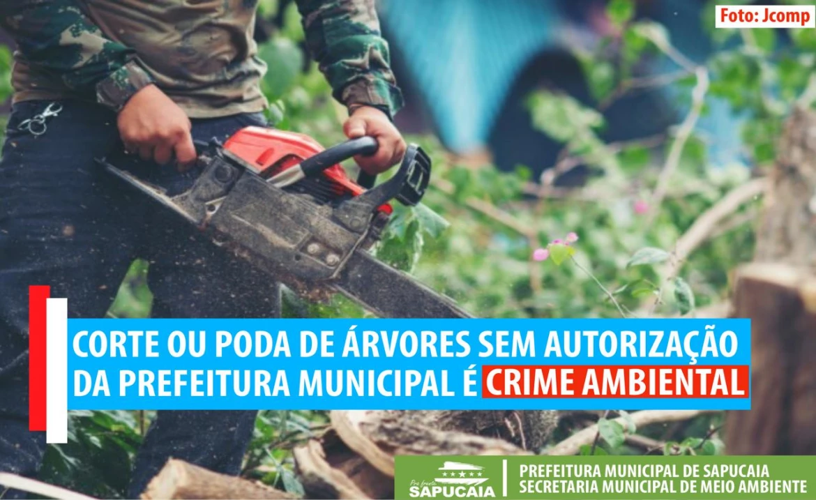 CORTAR OU PODAR ÁRVORES SEM AUTORIZAÇÃO DA PREFEITURA MUNICIPAL É CRIME AMBIENTAL, PASSÍVEL DE PUNIÇÃO COM MULTA