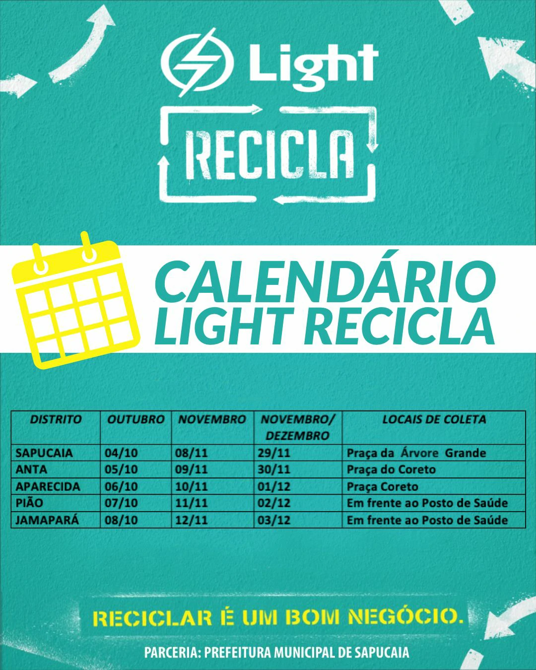 Cronograma Coleta de Resíduos - Projeto Light