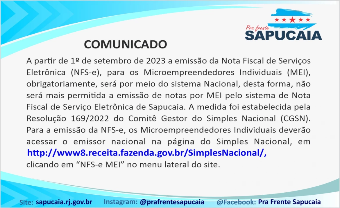 ATENÇÃO, MEI | MUDANÇA NA EMISSÃO OBRIGATÓRIA DE NOTA FISCAL DE SERVIÇOS ELETRÔNICA (NFS-e)